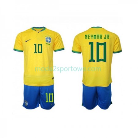 Koszulka Brazylia Neymar JR 10 Dziecięcy Domowe Stroje Piłkarskie World Cup 2022 Krótki Rękaw